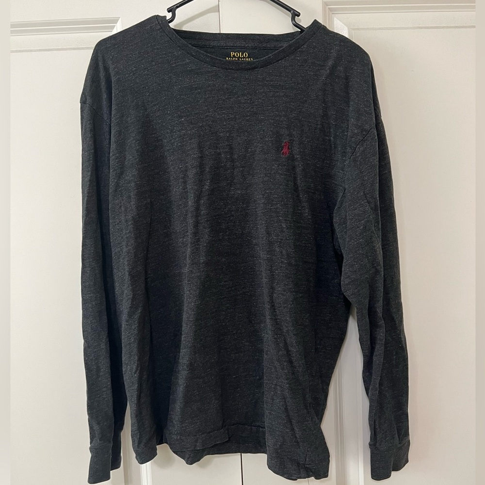 Medium Grey Polo Long Sleeve T Shirt